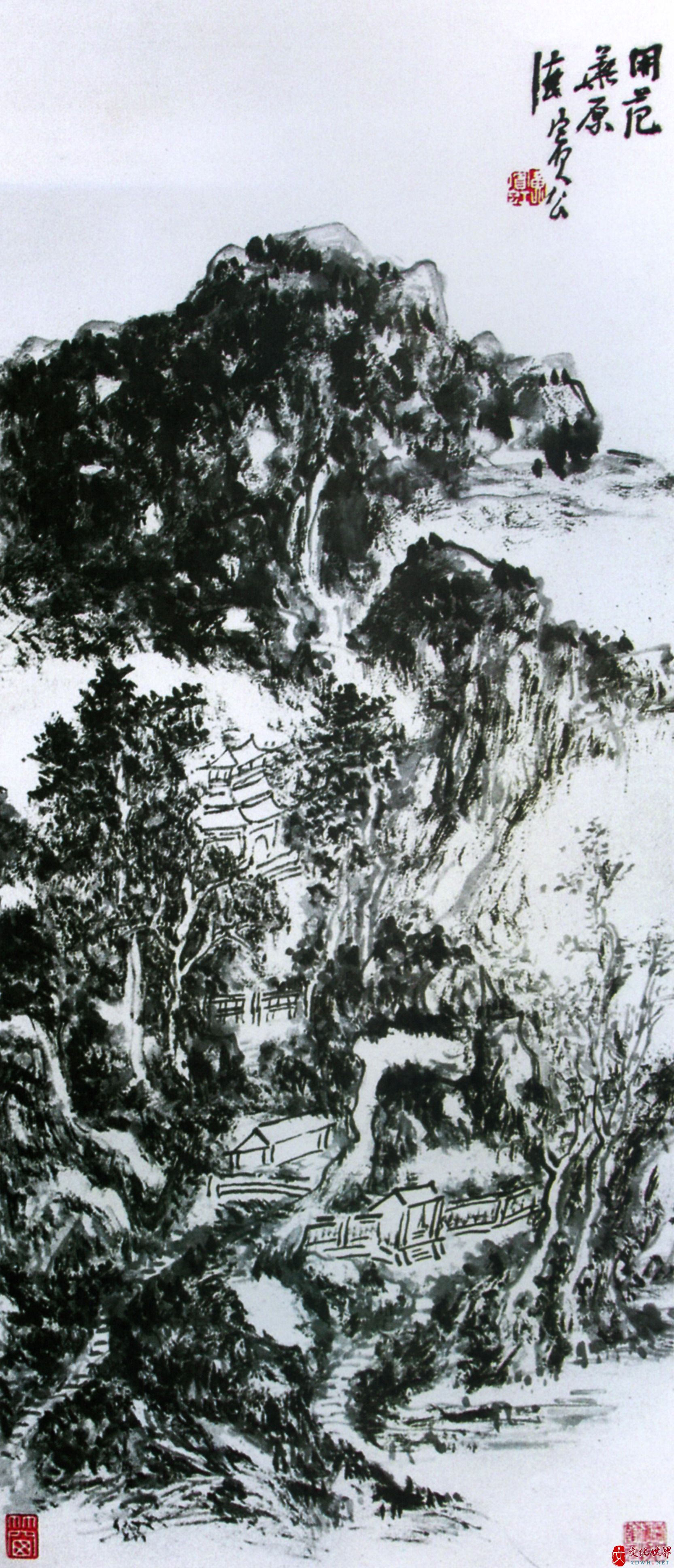 希少     中国美術    木版画    黄宾虹   额     古美術 黄宾虹(1865–1955)。 尺寸: 75,5 × 32,3 厘米。